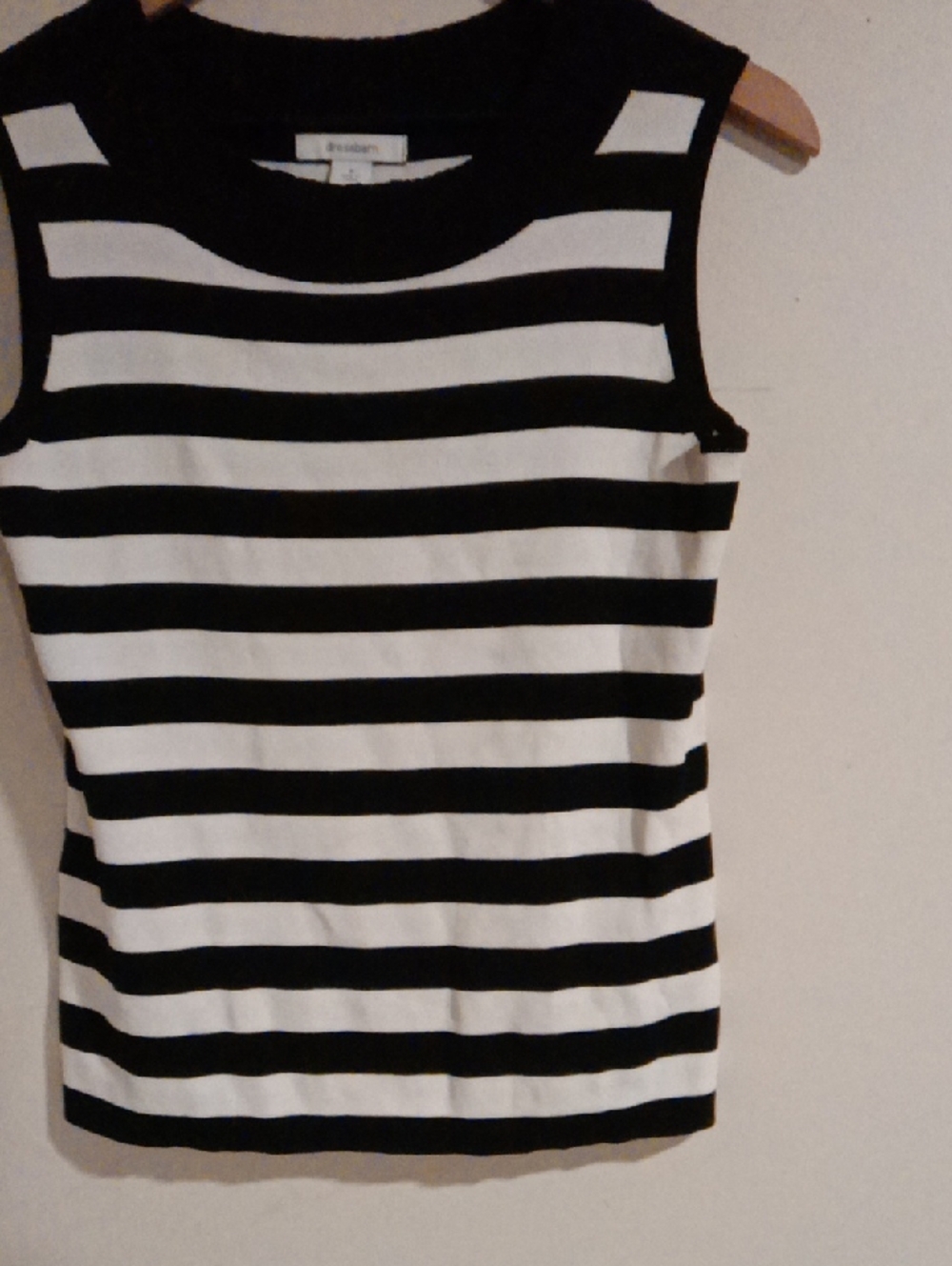 dressbarn Black and White Striped Sleeveless Top
